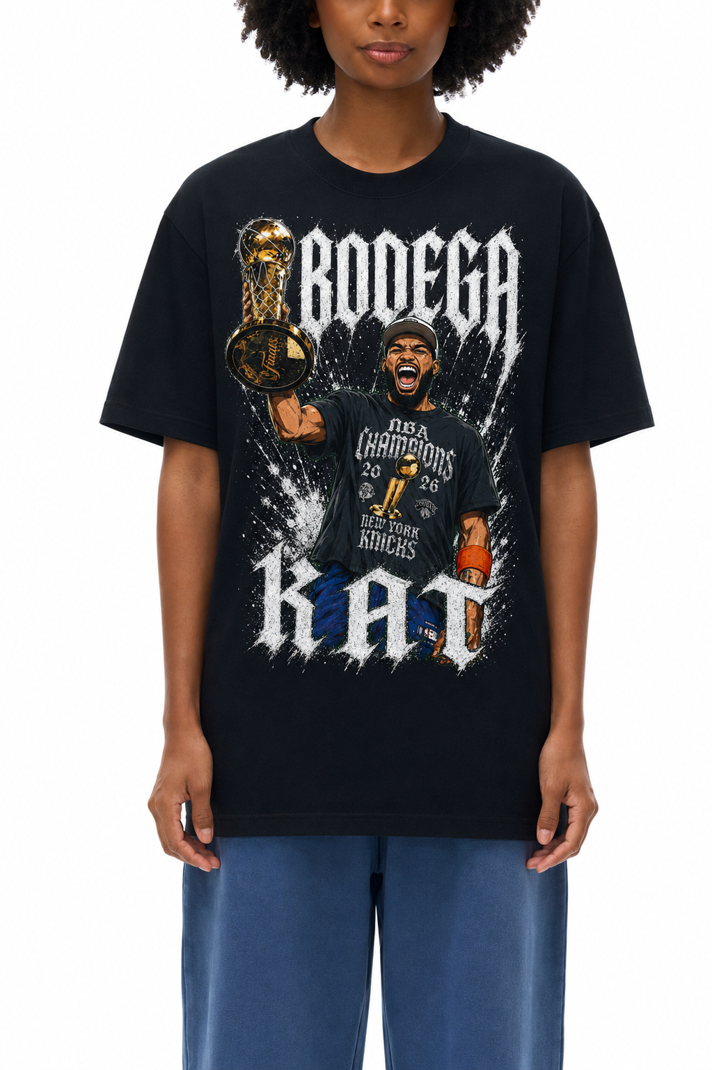 Bodega KAT New York Basketball Unisex Oversized Cotton T-Shirt