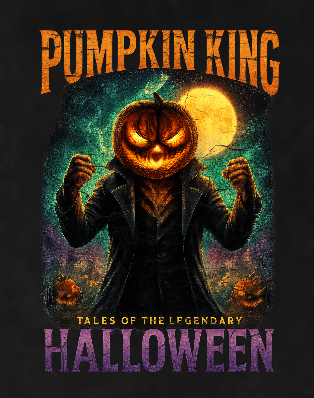 Back/detail view of Pumpkin King 90s Bootleg Vintage Oversized T-Shirt graphic T-shirt