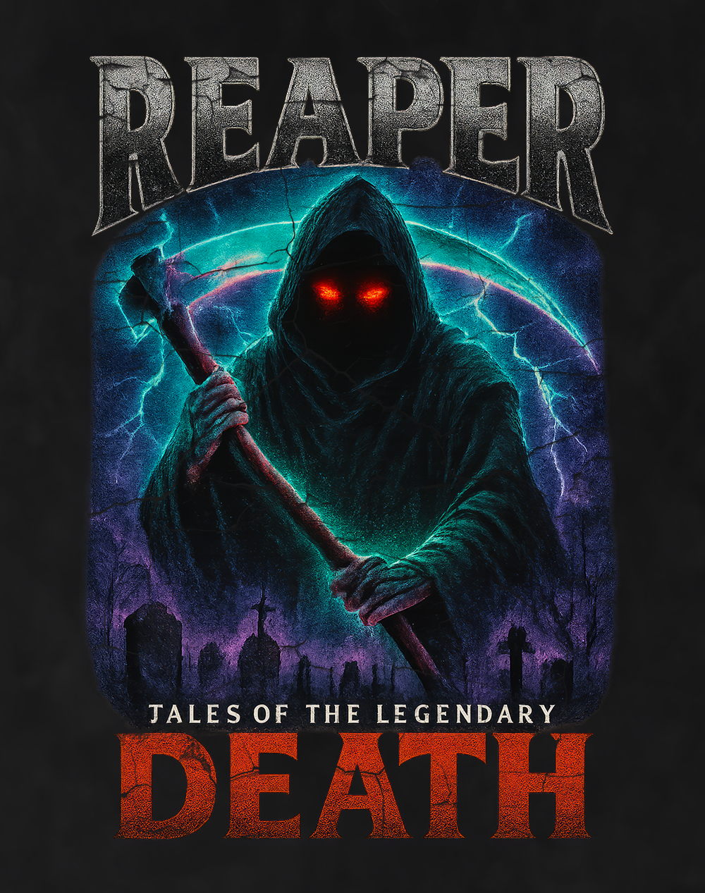 Back/detail view of Reaper 90s Bootleg Vintage Oversized T-Shirt – Death Streetwear Tee graphic T-shirt