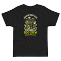 Haunted House Staff Lil Bro “Doorbell Boo Crew” Toddler Jersey T-Shirt with Doorbell Boo Crew front design and matching LIL BRO back graphic for Halloween family outfits