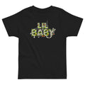 LIL BABY Halloween monster name Toddler Jersey T-Shirt in Black with spooky front lettering and blank back