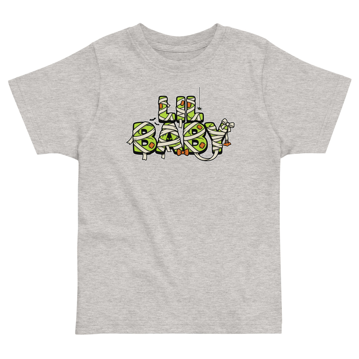 LIL BABY Halloween monster name Toddler Jersey T-Shirt in Black with spooky front lettering and blank back