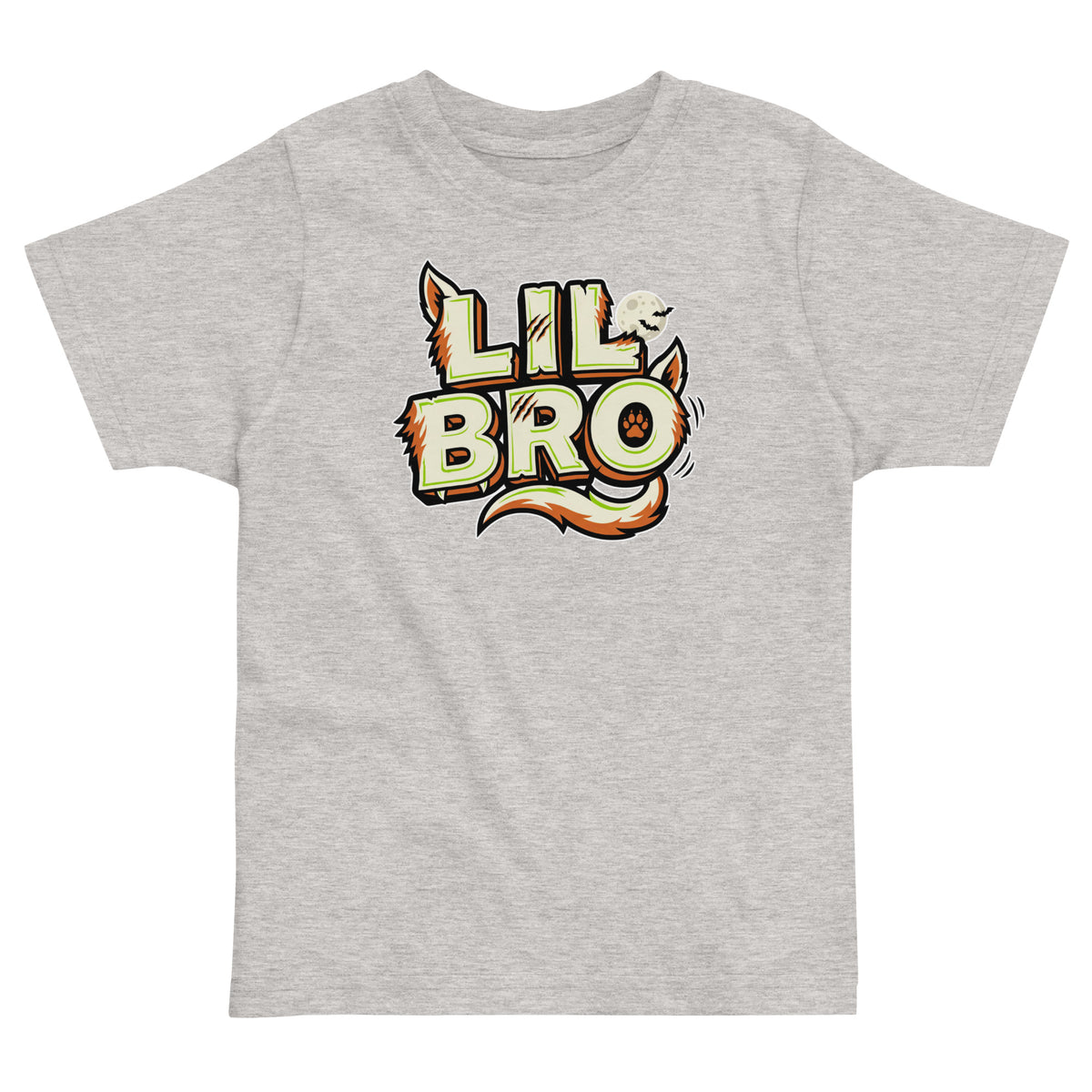 LIL BRO Halloween monster name Toddler Jersey T-Shirt in Black with spooky front lettering and blank back