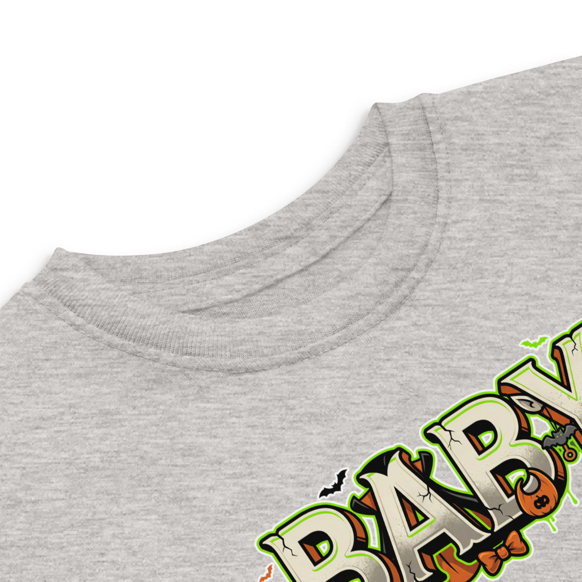 BABY Halloween monster name Toddler Jersey T-Shirt in White with spooky front lettering and blank back