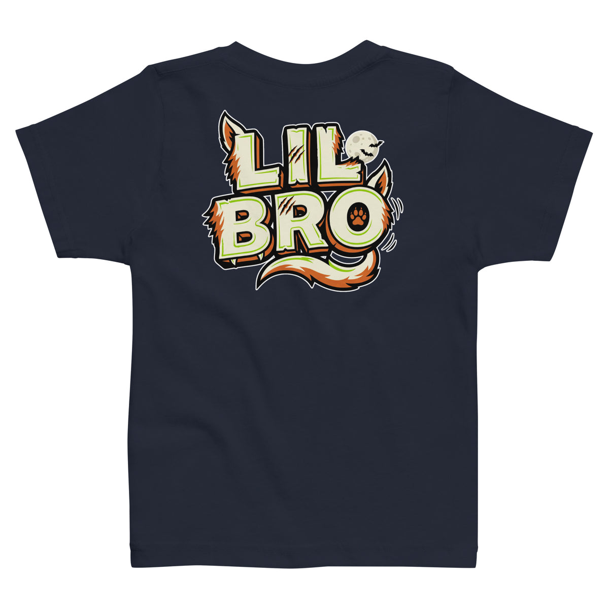 Haunted House Staff Lil Bro “Doorbell Boo Crew” Toddler Jersey T-Shirt with Doorbell Boo Crew front design and matching LIL BRO back graphic for Halloween family outfits