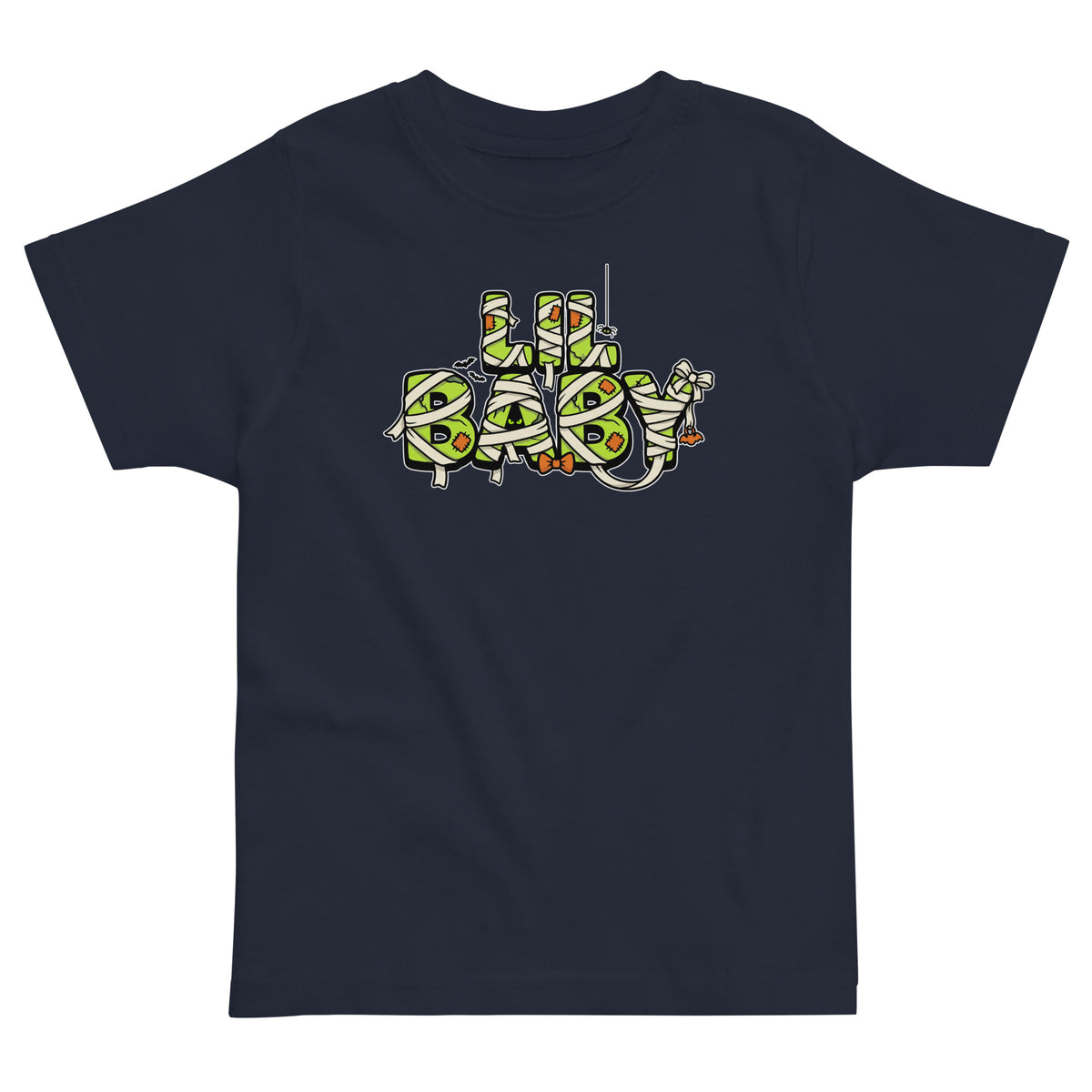 LIL BABY Halloween monster name Toddler Jersey T-Shirt in Black with spooky front lettering and blank back