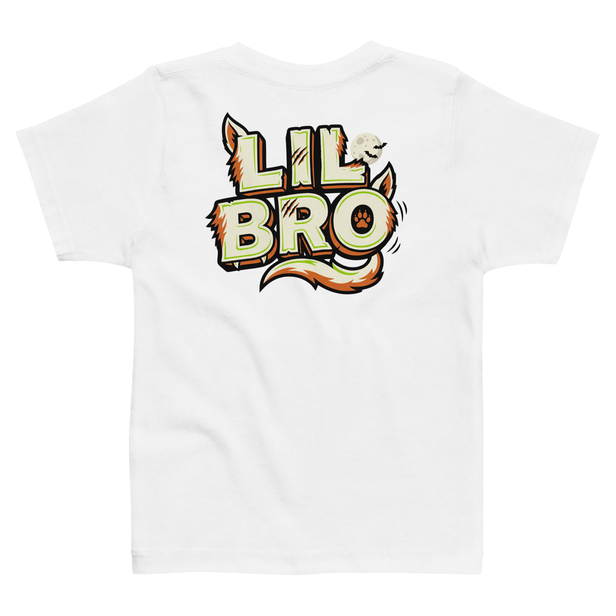 Haunted House Staff Lil Bro “Doorbell Boo Crew” Toddler Jersey T-Shirt with Doorbell Boo Crew front design and matching LIL BRO back graphic for Halloween family outfits