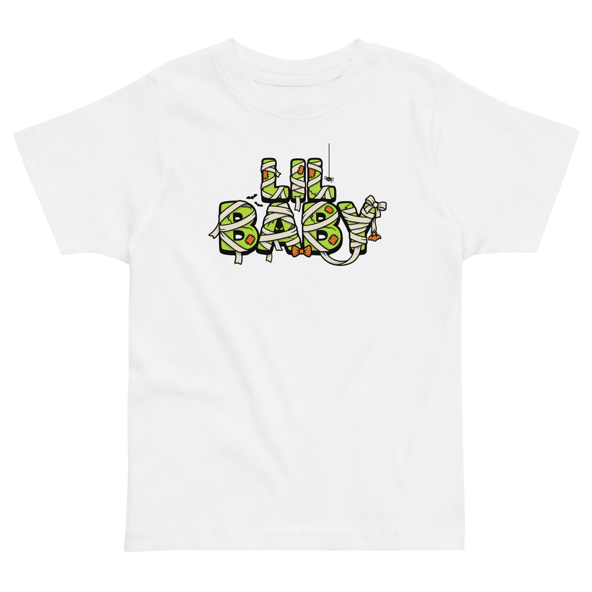 LIL BABY Halloween monster name Toddler Jersey T-Shirt in Black with spooky front lettering and blank back
