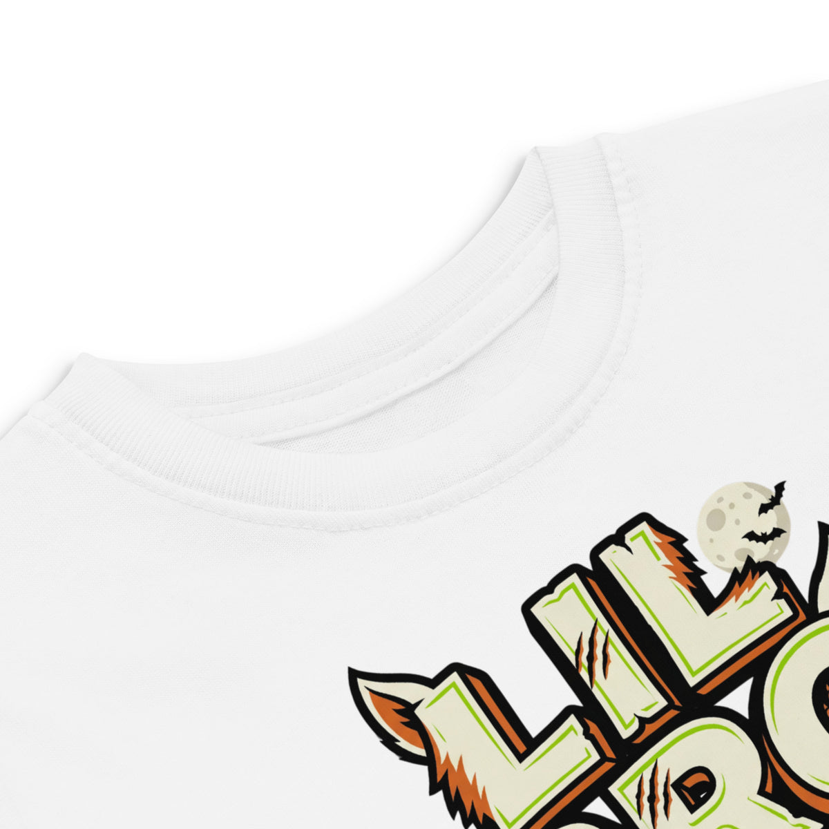 LIL BRO Halloween monster name Toddler Jersey T-Shirt with spooky front lettering and blank back