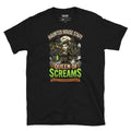 Haunted House Staff Mom “Queen of Screams” Unisex T-Shirt with Queen of Screams front design and matching MOM back graphic for Halloween family outfits