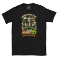 Haunted House Staff Brother “House DJ” Grey Unisex T-Shirt with House DJ front design and matching BROTHER back graphic for Halloween family outfits