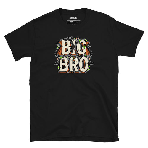 BIG BRO Halloween monster name Unisex T-Shirt in Black with spooky front lettering and blank back