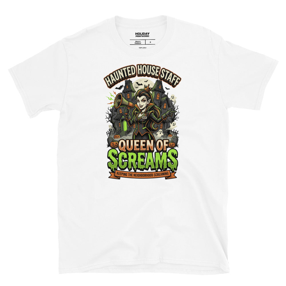 Haunted House Staff Mom “Queen of Screams” Unisex T-Shirt