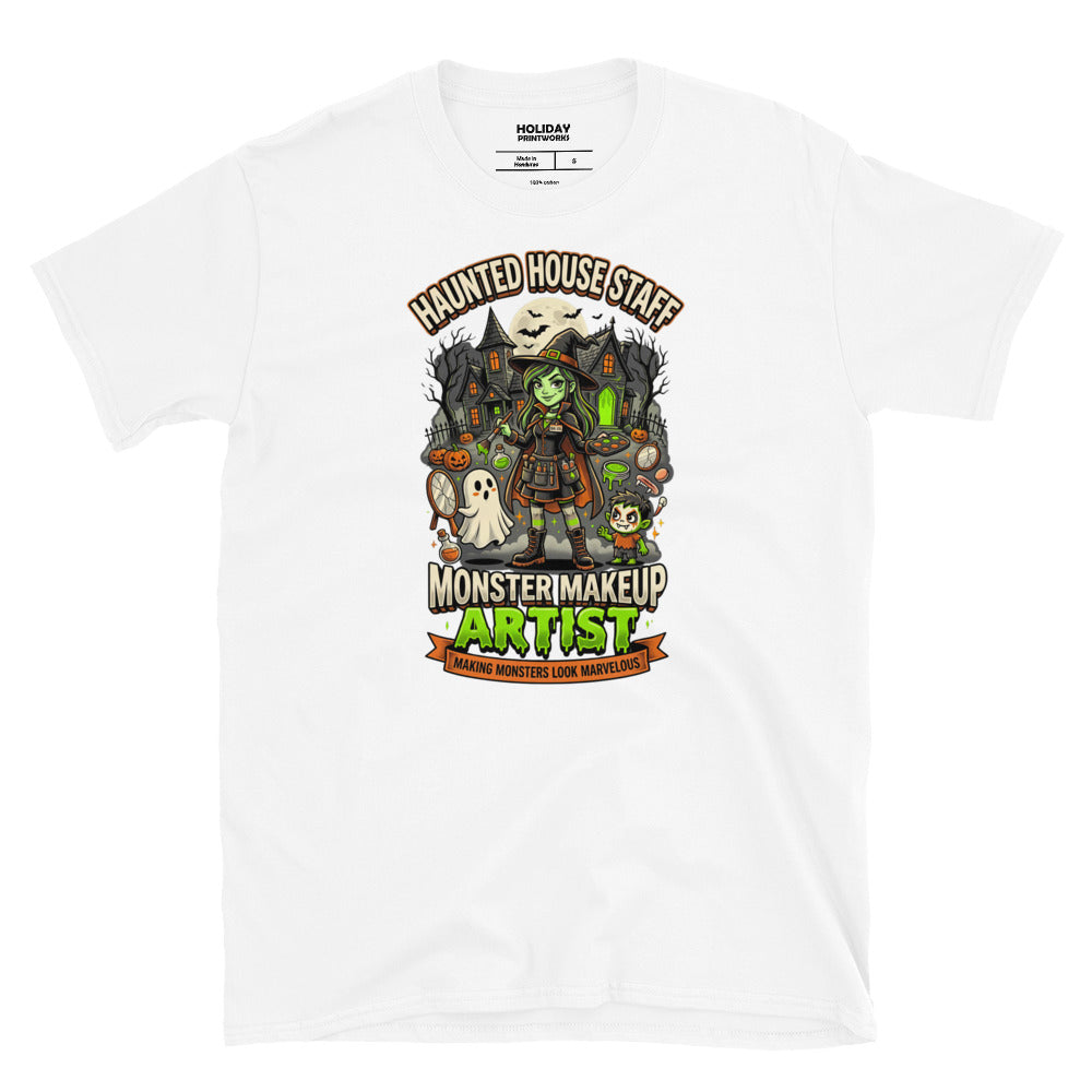Haunted House Staff Big Sis “Monster Makeup Artist” Green Unisex T-Shirt