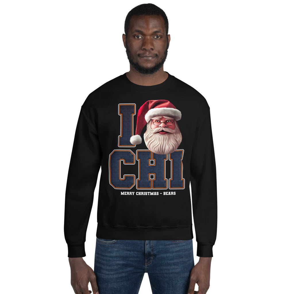 Back/detail view of I CHI Santa — Chicago Football Crewneck Sweatshirt graphic sweatshirt