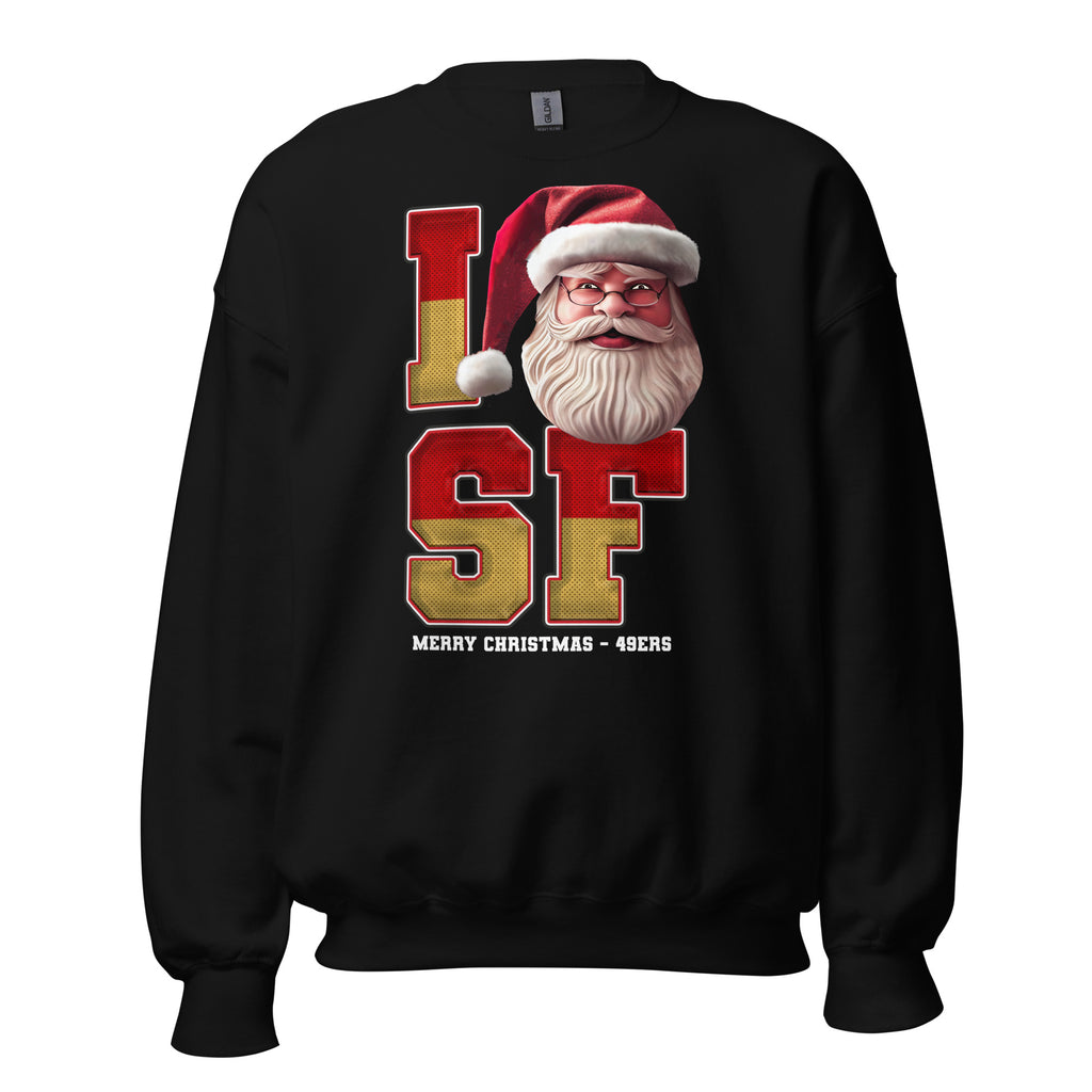 Front/product view of I SF Santa — San Francisco Football Crewneck Sweatshirt graphic sweatshirt
