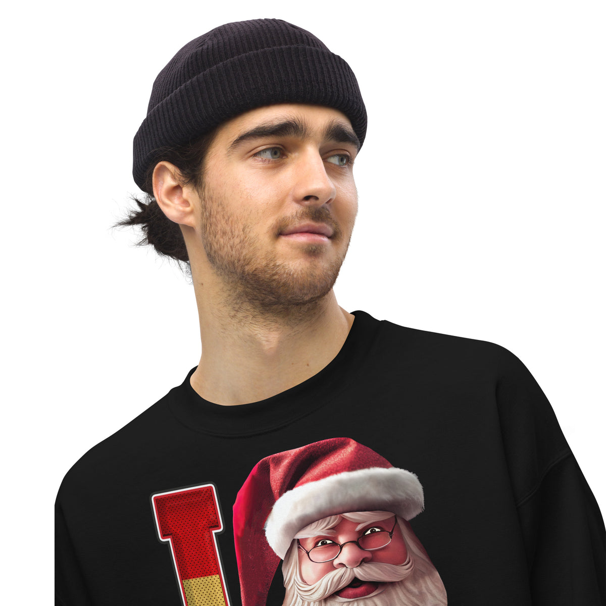 Back/detail view of I SF Santa — San Francisco Football Crewneck Sweatshirt graphic sweatshirt