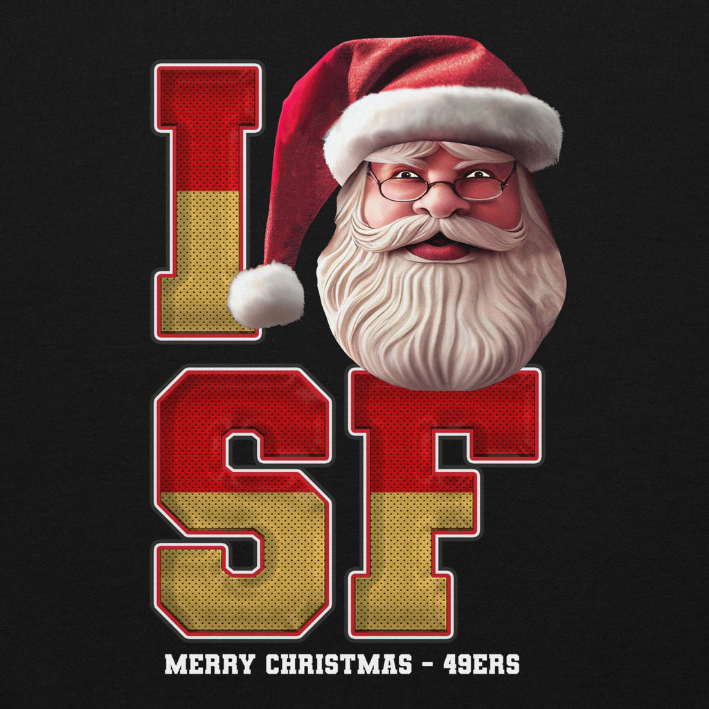 Back/detail view of I SF Santa — San Francisco Football Crewneck Sweatshirt graphic sweatshirt