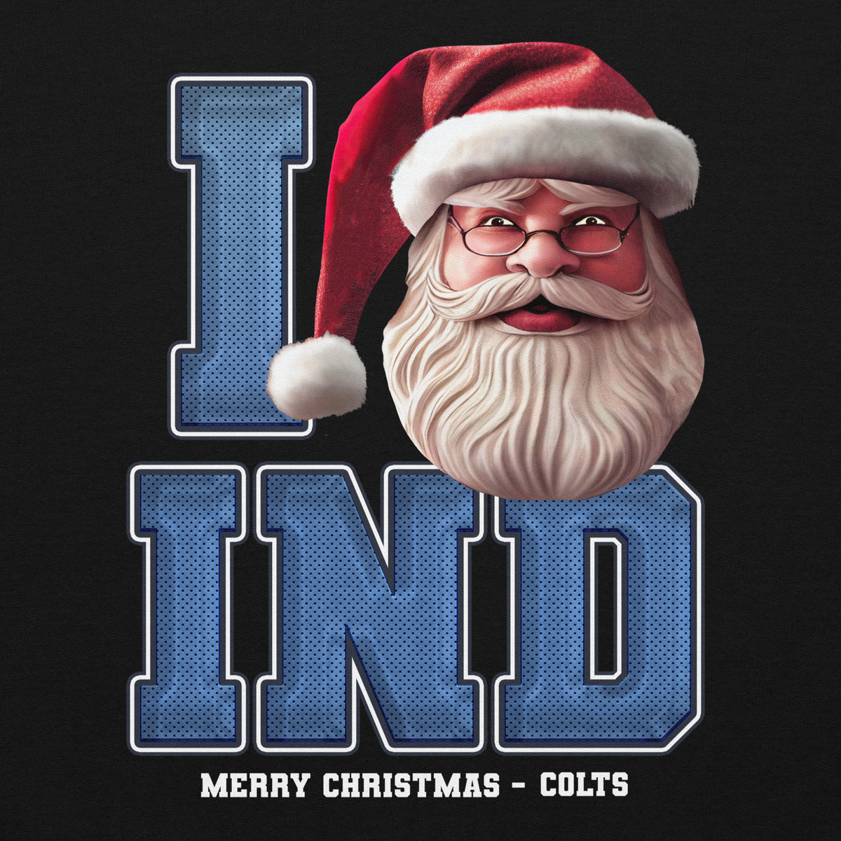 Back/detail view of I IND Santa — Indianapolis Football Crewneck Sweatshirt graphic sweatshirt