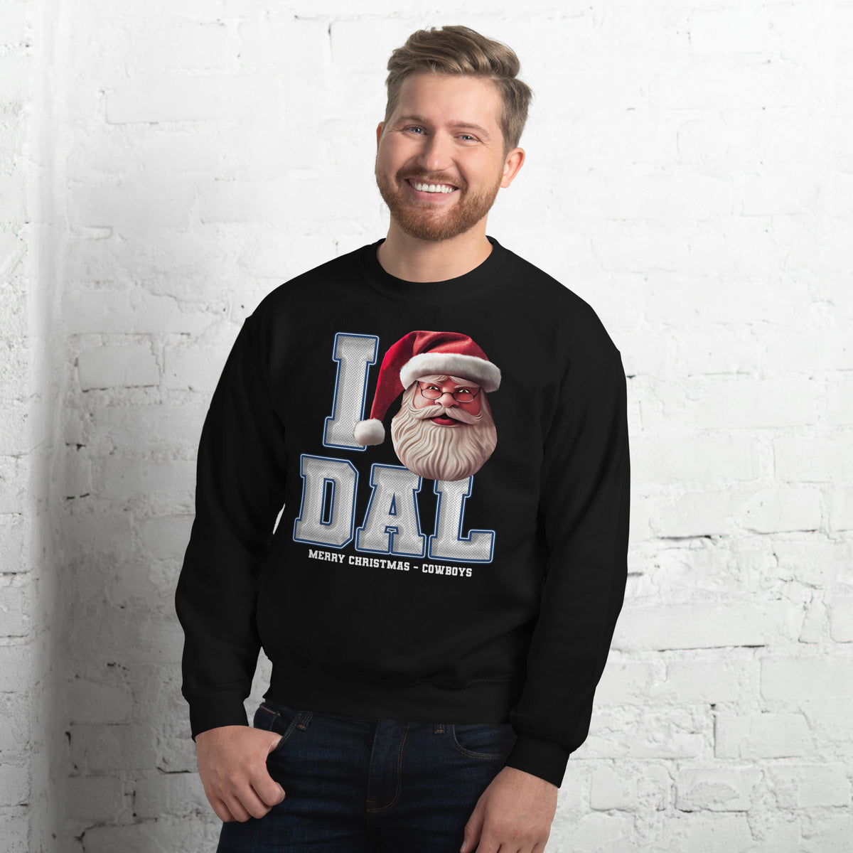 Back/detail view of I DAL Santa — Dallas Football Crewneck Sweatshirt graphic sweatshirt