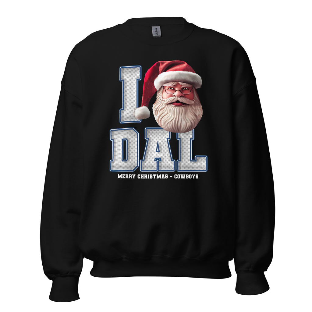 Back/detail view of I DAL Santa — Dallas Football Crewneck Sweatshirt graphic sweatshirt