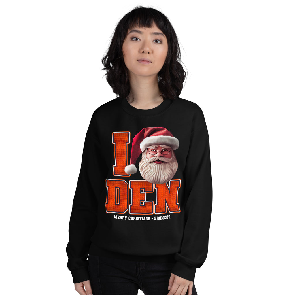 Back/detail view of I DEN Santa — Denver Football Crewneck Sweatshirt graphic sweatshirt