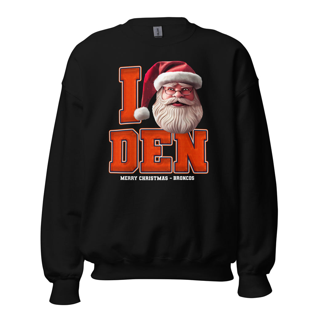 Back/detail view of I DEN Santa — Denver Football Crewneck Sweatshirt graphic sweatshirt