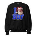 Back/detail view of I BUF Santa — Buffalo Football Crewneck Sweatshirt graphic sweatshirt