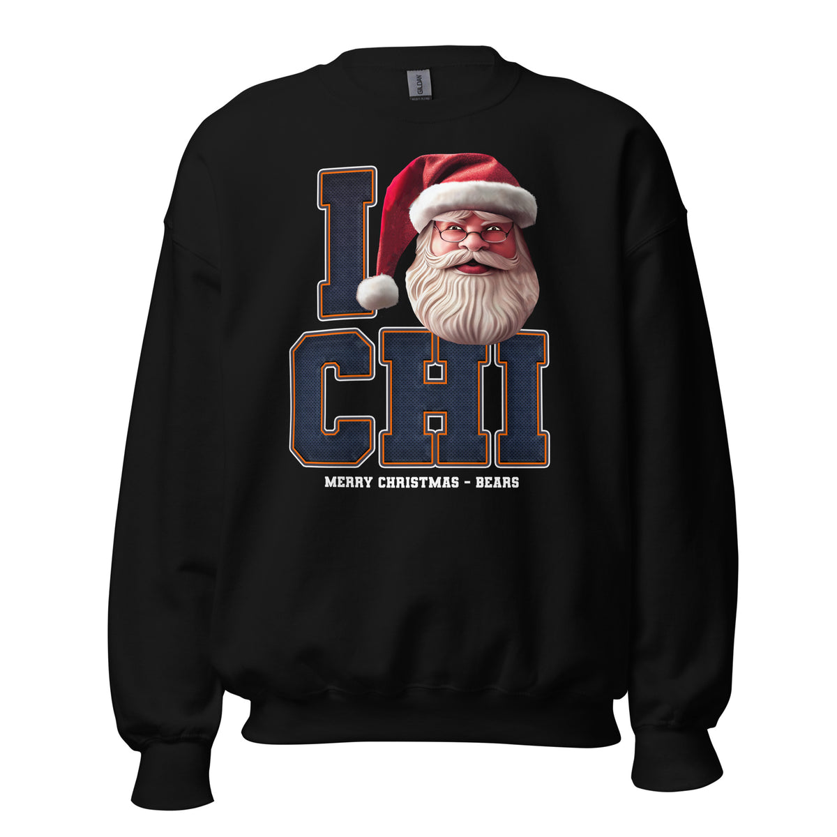 Back/detail view of I CHI Santa — Chicago Football Crewneck Sweatshirt graphic sweatshirt
