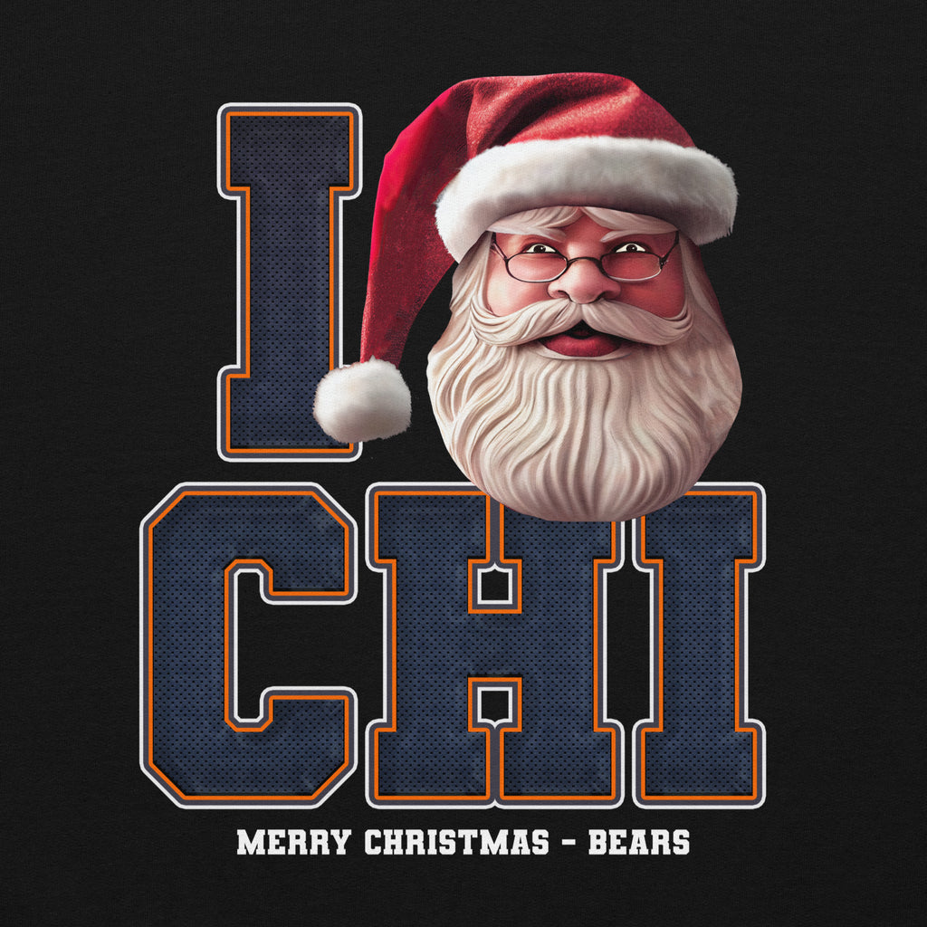 Back/detail view of I CHI Santa — Chicago Football Crewneck Sweatshirt graphic sweatshirt