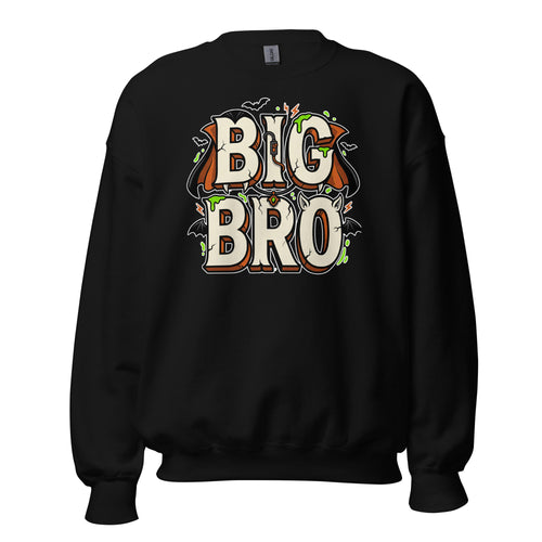 BIG BRO Halloween monster name Unisex Sweatshirt in Black with spooky front lettering and blank back
