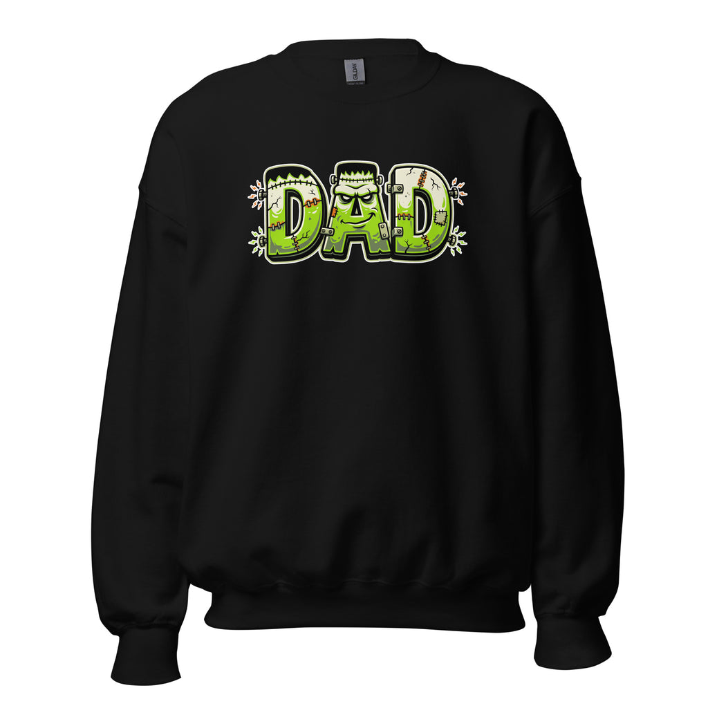 DAD Halloween monster name Unisex Sweatshirt in Black with spooky front lettering and blank back
