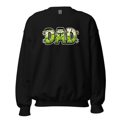 DAD Halloween monster name Unisex Sweatshirt in Black with spooky front lettering and blank back