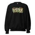 SISTER Halloween monster name Unisex Sweatshirt in Black with spooky front lettering and blank back