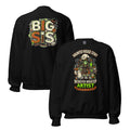Haunted House Staff Big Sis “Monster Makeup Artist” Green Unisex Sweatshirt with Monster Makeup Artist front design and matching BIG SIS back graphic for Halloween family outfits