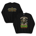 Haunted House Staff Mom “Queen of Screams” Sweatshirt with Queen of Screams front design and matching MOM back graphic for Halloween family outfits