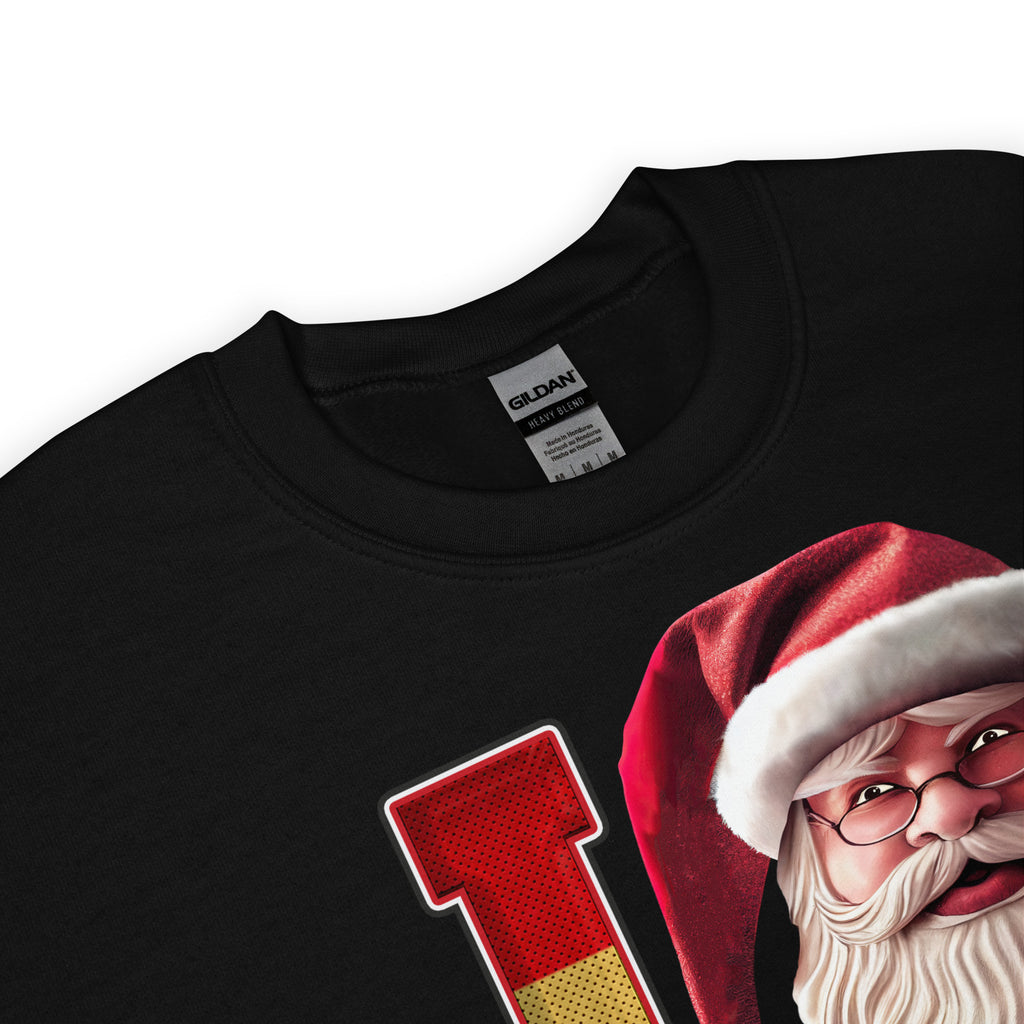 Back/detail view of I SF Santa — San Francisco Football Crewneck Sweatshirt graphic sweatshirt