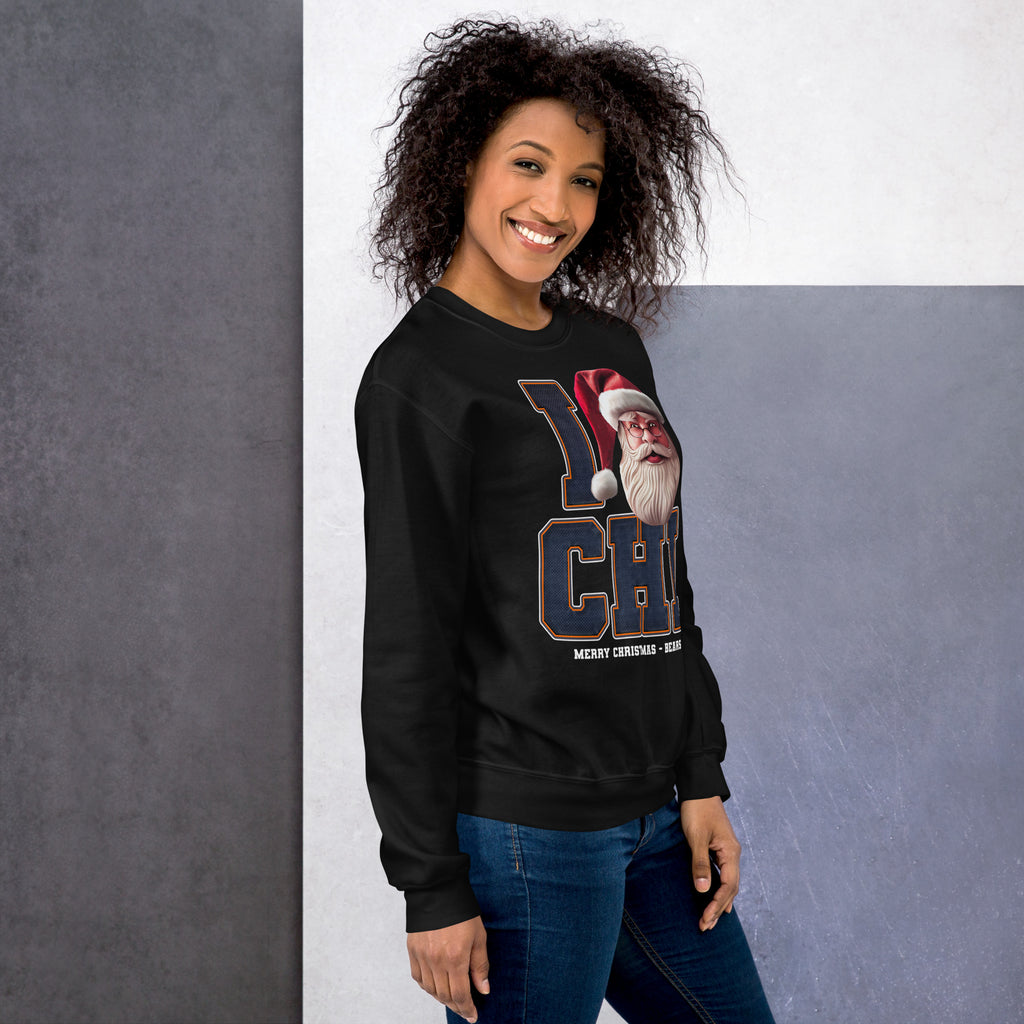 Back/detail view of I CHI Santa — Chicago Football Crewneck Sweatshirt graphic sweatshirt