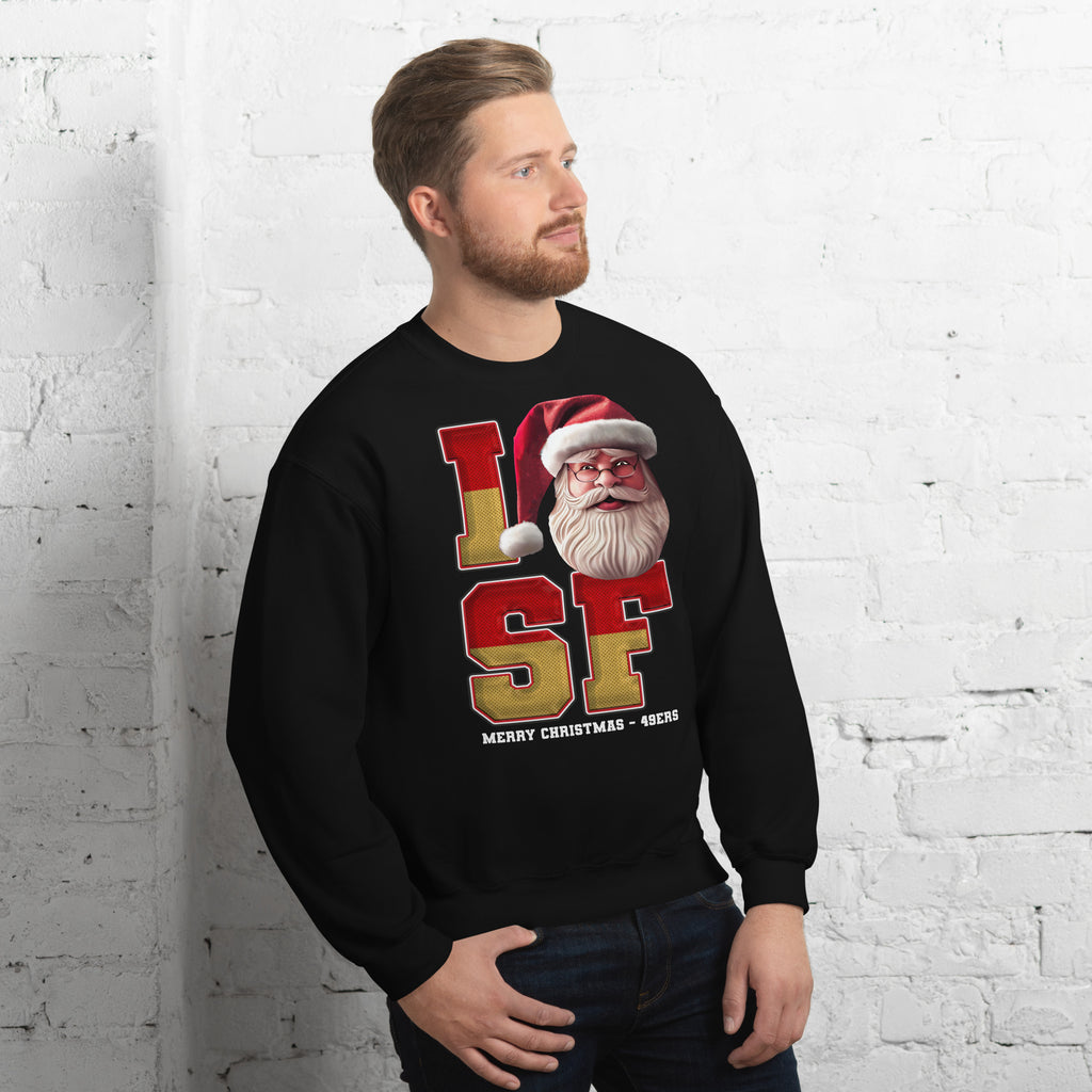 Back/detail view of I SF Santa — San Francisco Football Crewneck Sweatshirt graphic sweatshirt