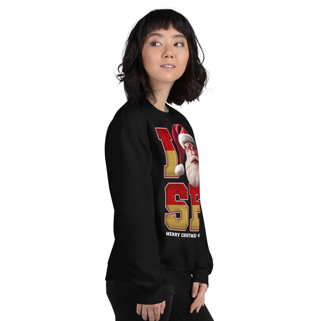 Back/detail view of I SF Santa — San Francisco Football Crewneck Sweatshirt graphic sweatshirt