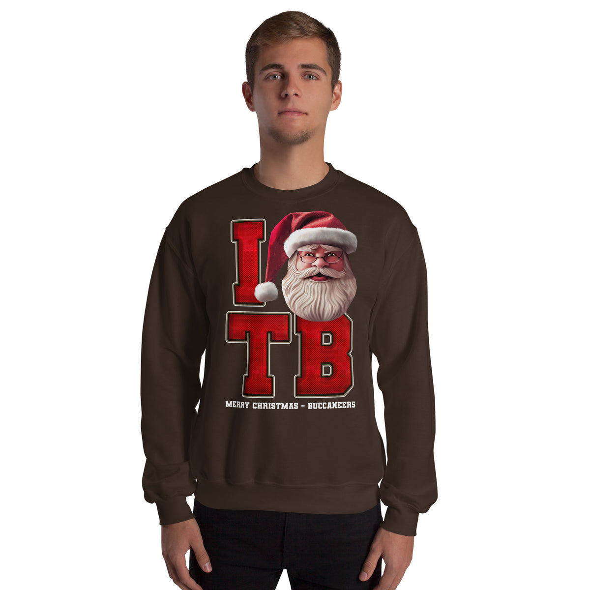 Back/detail view of I TB Santa — Tampa Bay Football Crewneck Sweatshirt graphic sweatshirt