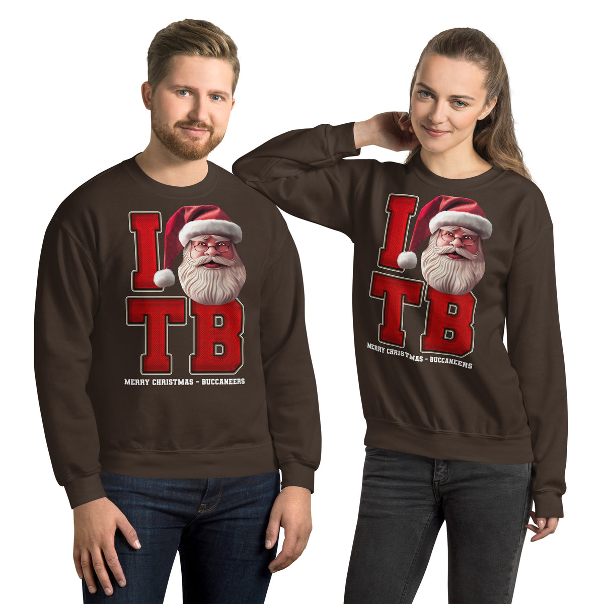 Back/detail view of I TB Santa — Tampa Bay Football Crewneck Sweatshirt graphic sweatshirt