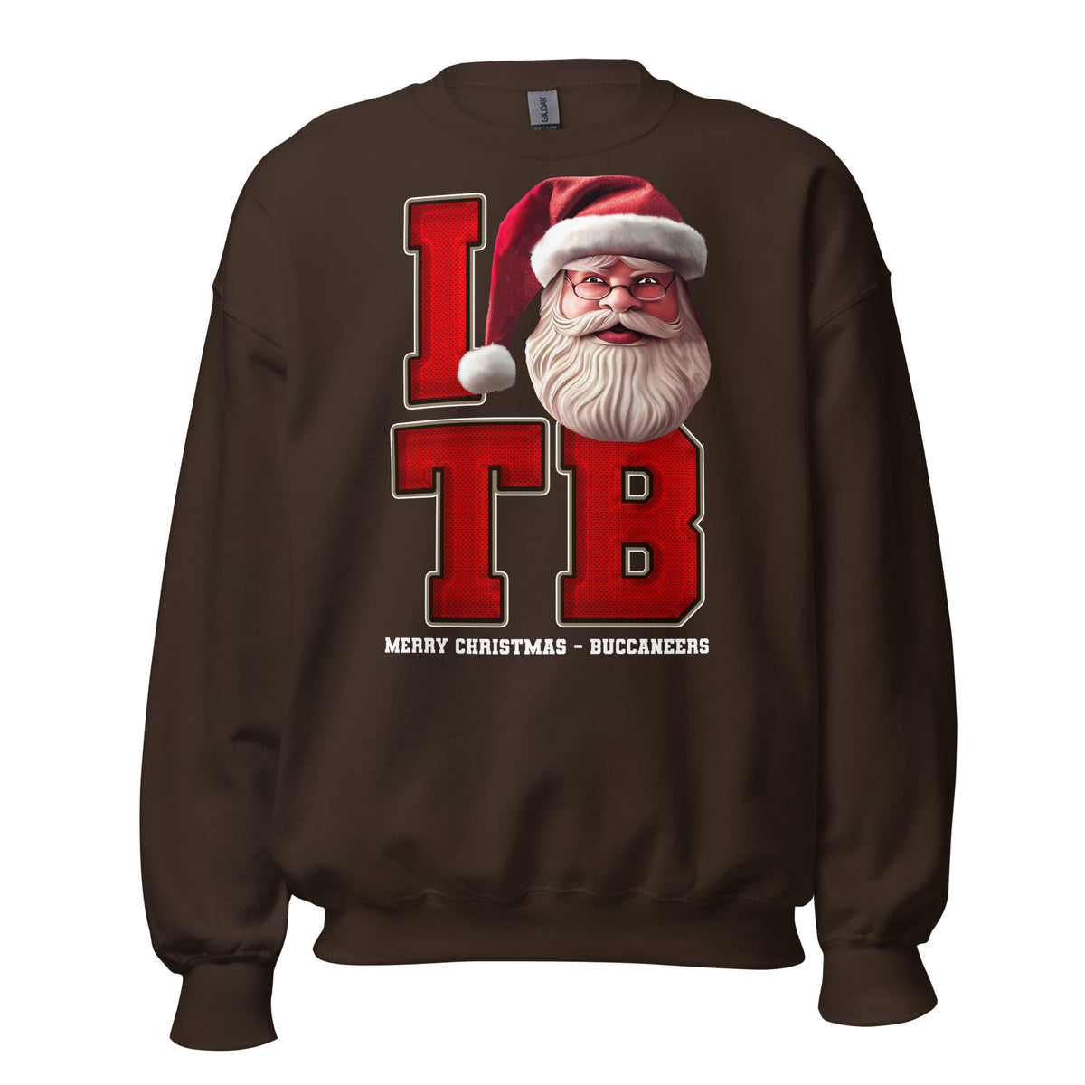 Back/detail view of I TB Santa — Tampa Bay Football Crewneck Sweatshirt graphic sweatshirt