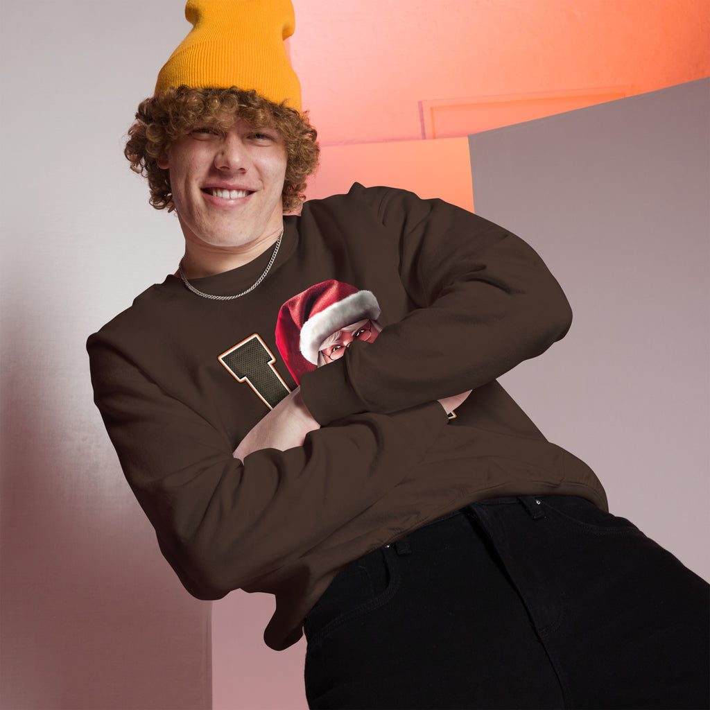 Back/detail view of I CLE Santa — Cleveland Football Crewneck Sweatshirt graphic sweatshirt