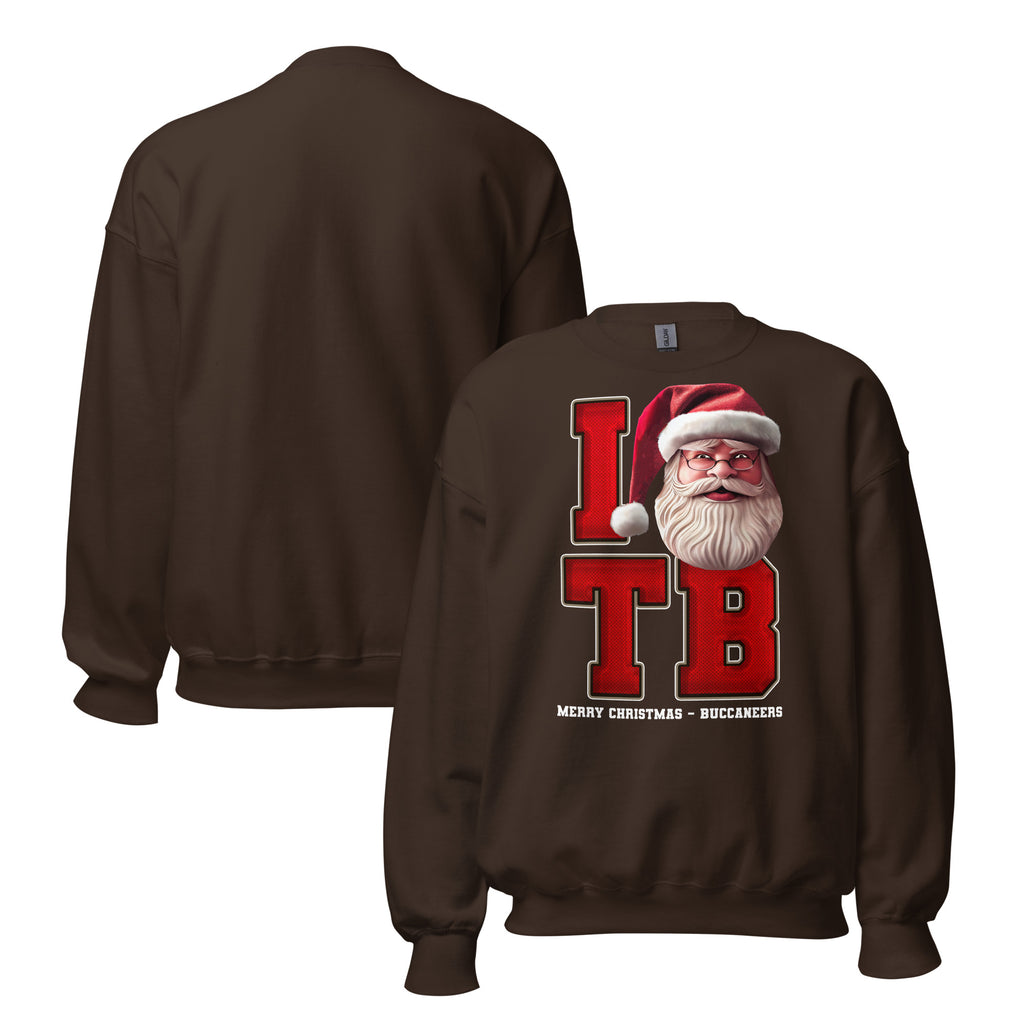 Back/detail view of I TB Santa — Tampa Bay Football Crewneck Sweatshirt graphic sweatshirt