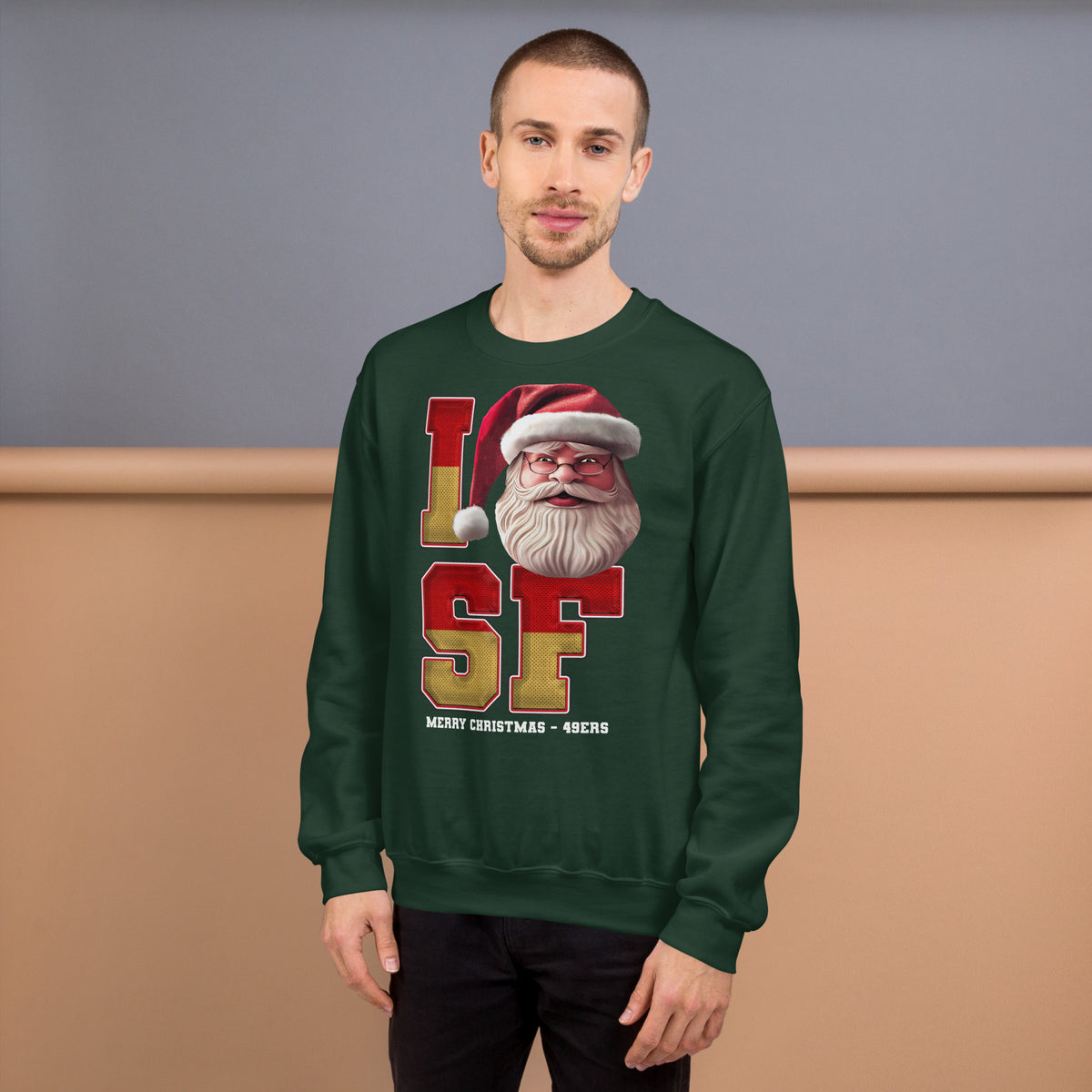 Back/detail view of I SF Santa — San Francisco Football Crewneck Sweatshirt graphic sweatshirt
