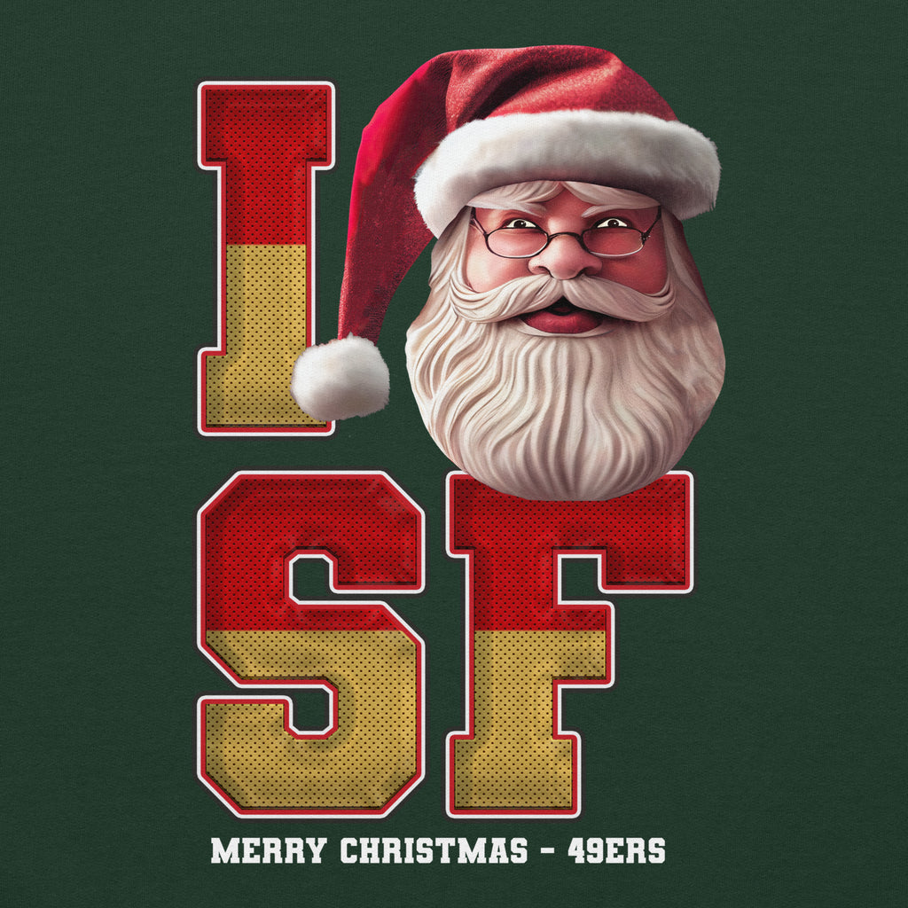 Back/detail view of I SF Santa — San Francisco Football Crewneck Sweatshirt graphic sweatshirt
