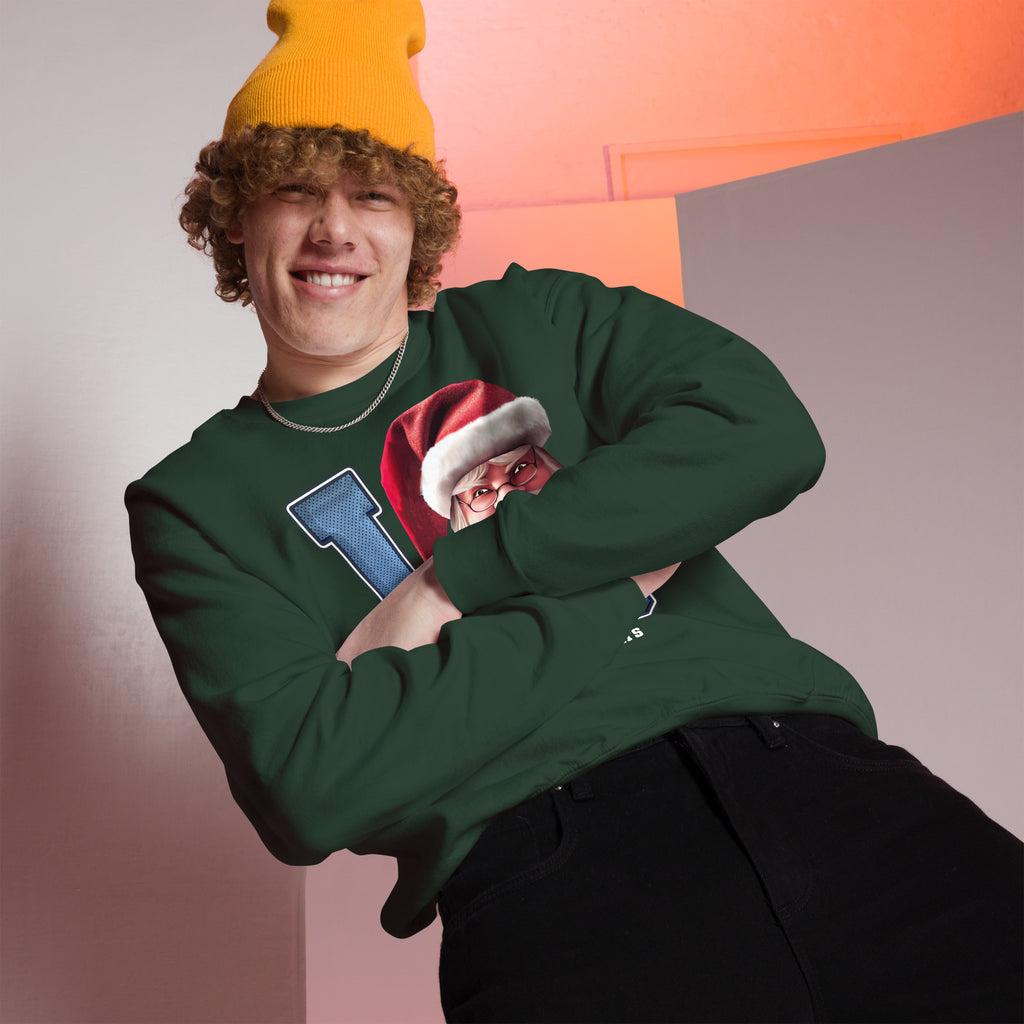 Back/detail view of I IND Santa — Indianapolis Football Crewneck Sweatshirt graphic sweatshirt