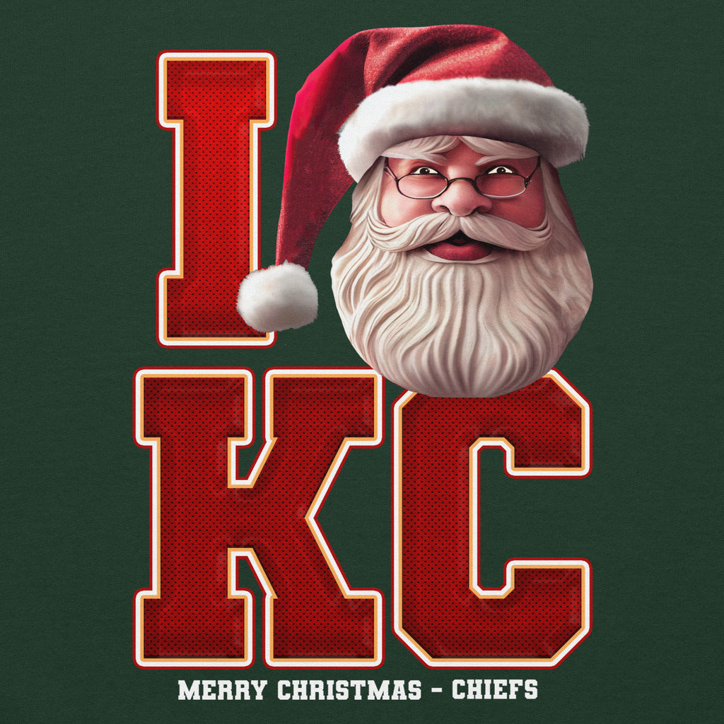 Back/detail view of I KC Santa — Kansas City Football Crewneck Sweatshirt graphic sweatshirt