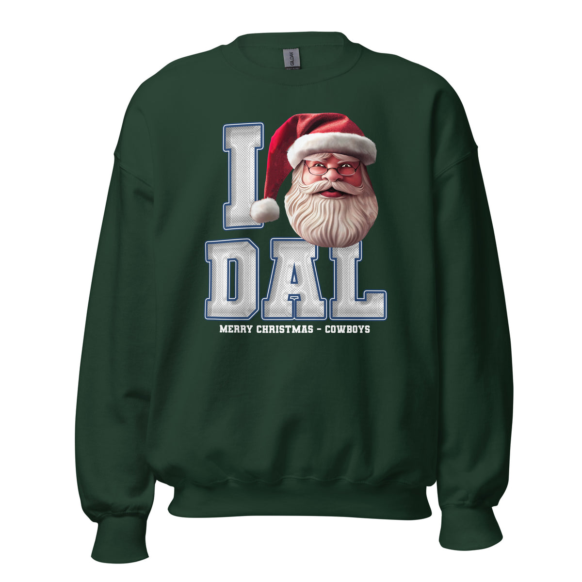 Back/detail view of I DAL Santa — Dallas Football Crewneck Sweatshirt graphic sweatshirt